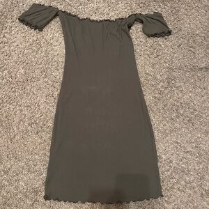 Off-Shoulder Dark Green Dress